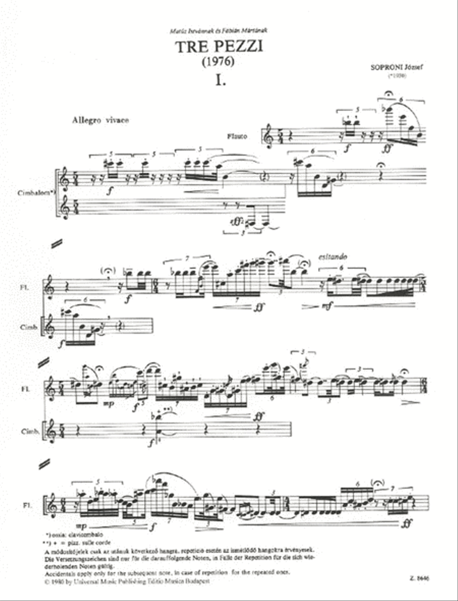 Tre pezzi per flauto e cimbalom Flute scores gallery preview page 2