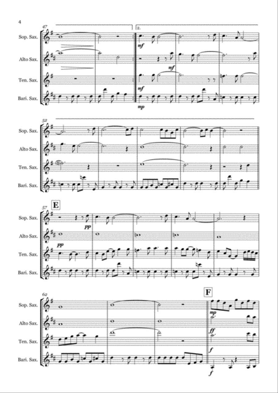 Sweet Child O' Mine Saxophone Quartet scores gallery preview page 4