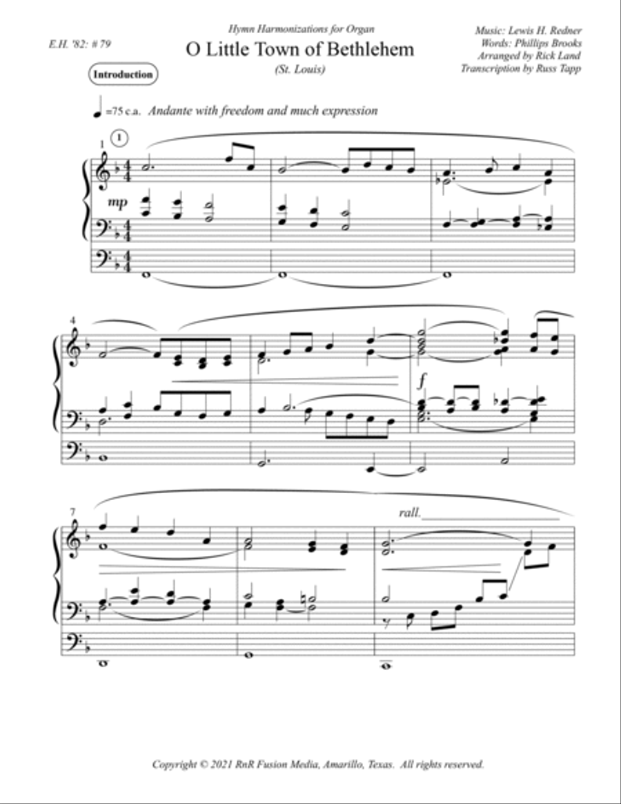 O Little Town of Bethlehem - Christmas Hymn Harmonization for Organ Organ Solo scores gallery preview page 4