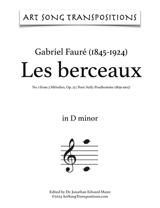 Book cover for FAURÉ: Les berceaux, Op. 23 no. 1 (transposed to D minor)