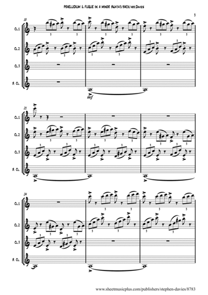 ‘Praeludium & Fugue In A Minor' by J.S.Bach BWV543 for Clarinet Quartet image number null