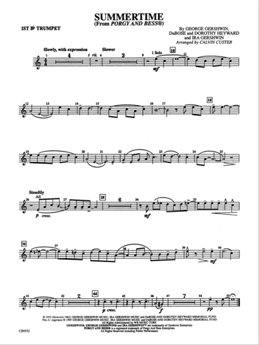 Book cover for Summertime: 1st B-flat Trumpet
