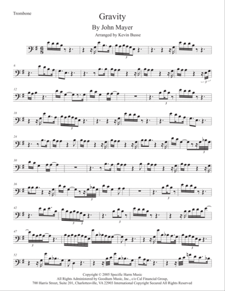 Gravity Gravity Trombone Solo scores gallery preview page 1
