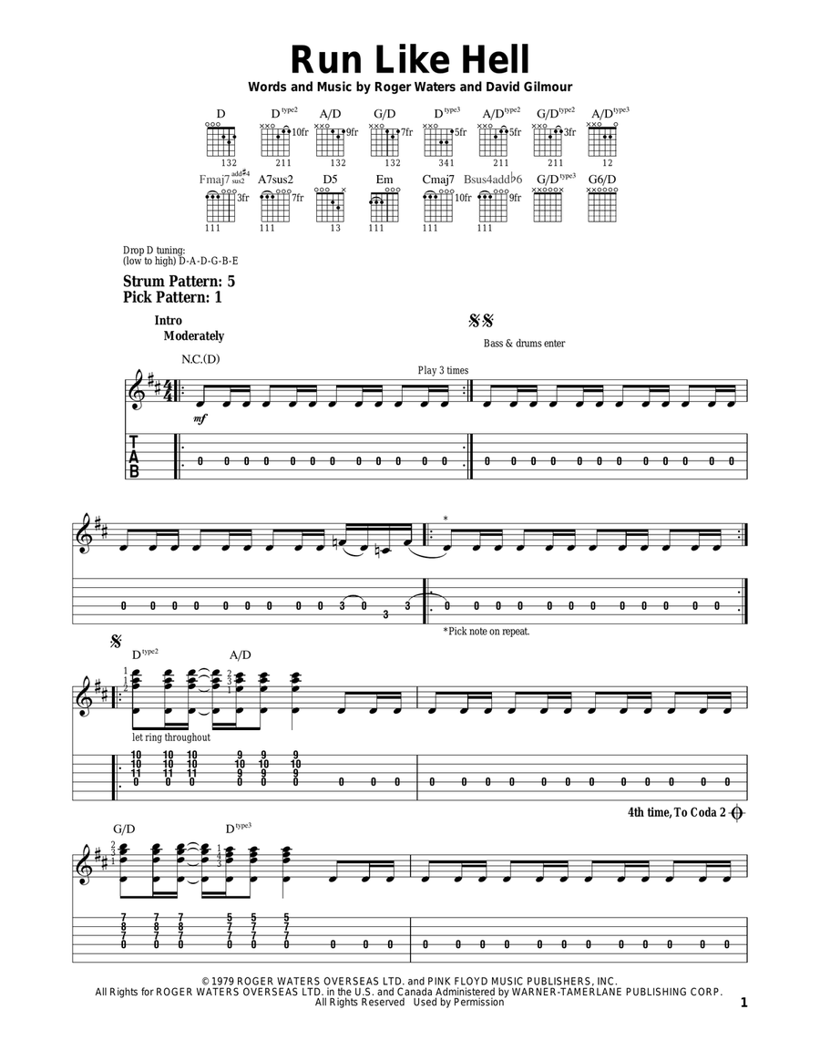 Run Like Hell Run Like Hell Acoustic Guitar scores gallery preview page 1