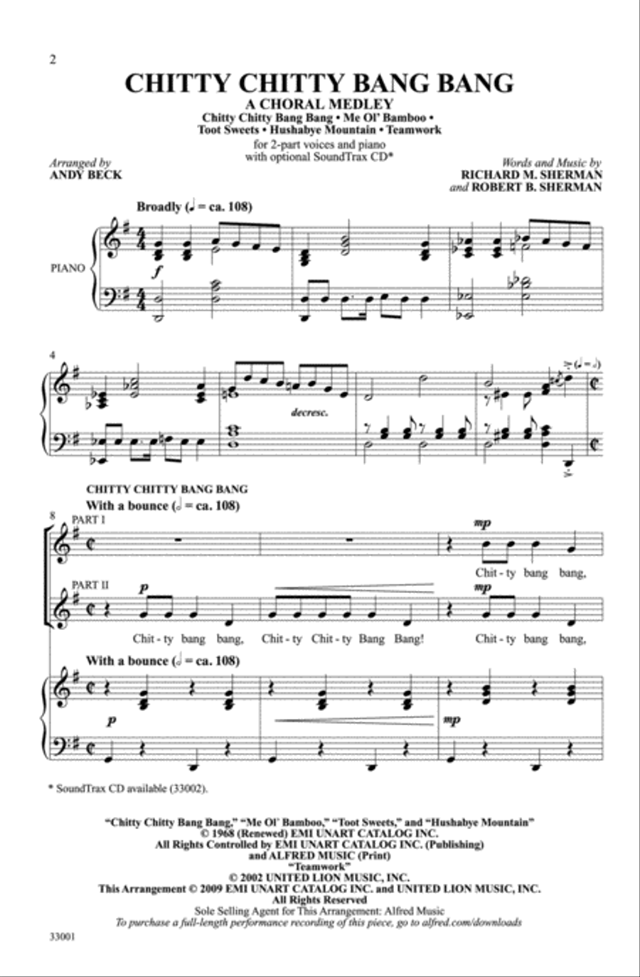 Chitty Chitty Bang Bang -- A Choral Medley 2-Part scores gallery preview page 2