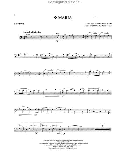 West Side Story for Trombone by Leonard Bernstein Trombone - Sheet Music