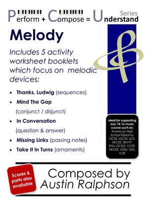Book cover for Classroom Activity Worksheet Booklets educational pack: MELODY - Perform Compose Understand PCU