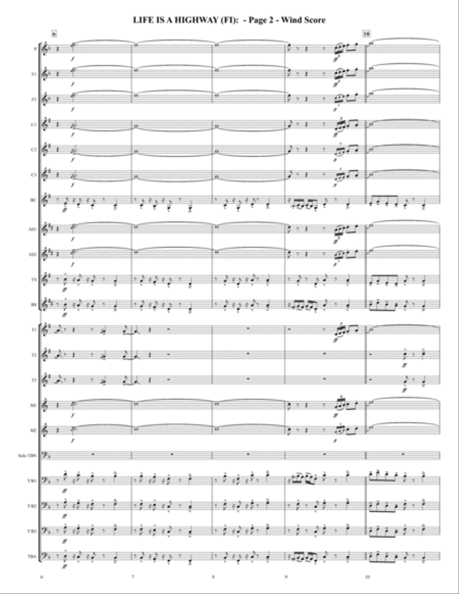 Life Is A Highway Marching Band scores gallery preview page 2