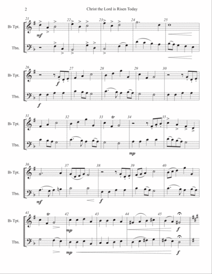 Christ the Lord Is Risen Today for Trumpet and Trombone Brass Ensemble scores gallery preview page 4