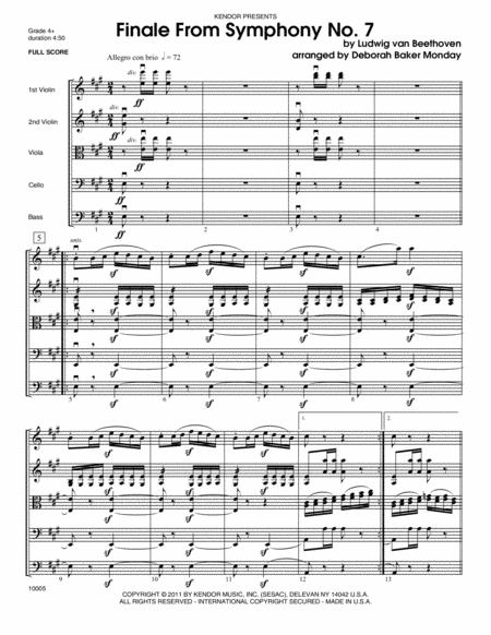 Finale From Symphony No. 7 - Full Score