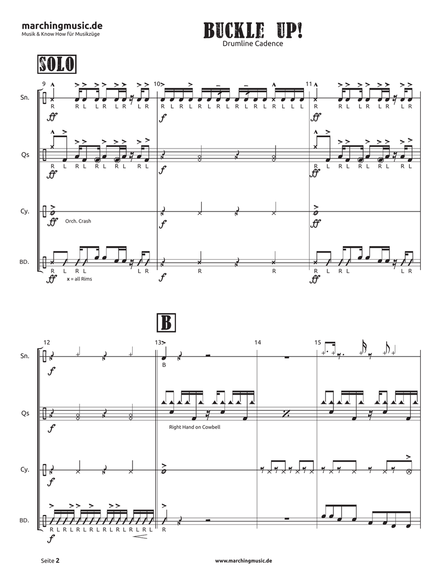 BUCKLE UP! Street Cadence Marching Band scores gallery preview page 3