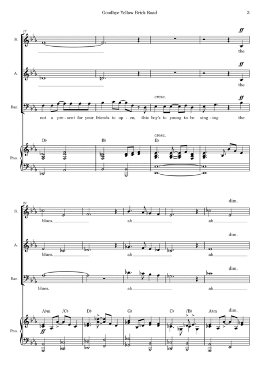 Goodbye Yellow Brick Road 3-Part scores gallery preview page 3