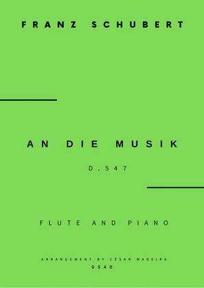 Book cover for An Die Musik - Flute and Piano (Full Score and Parts)