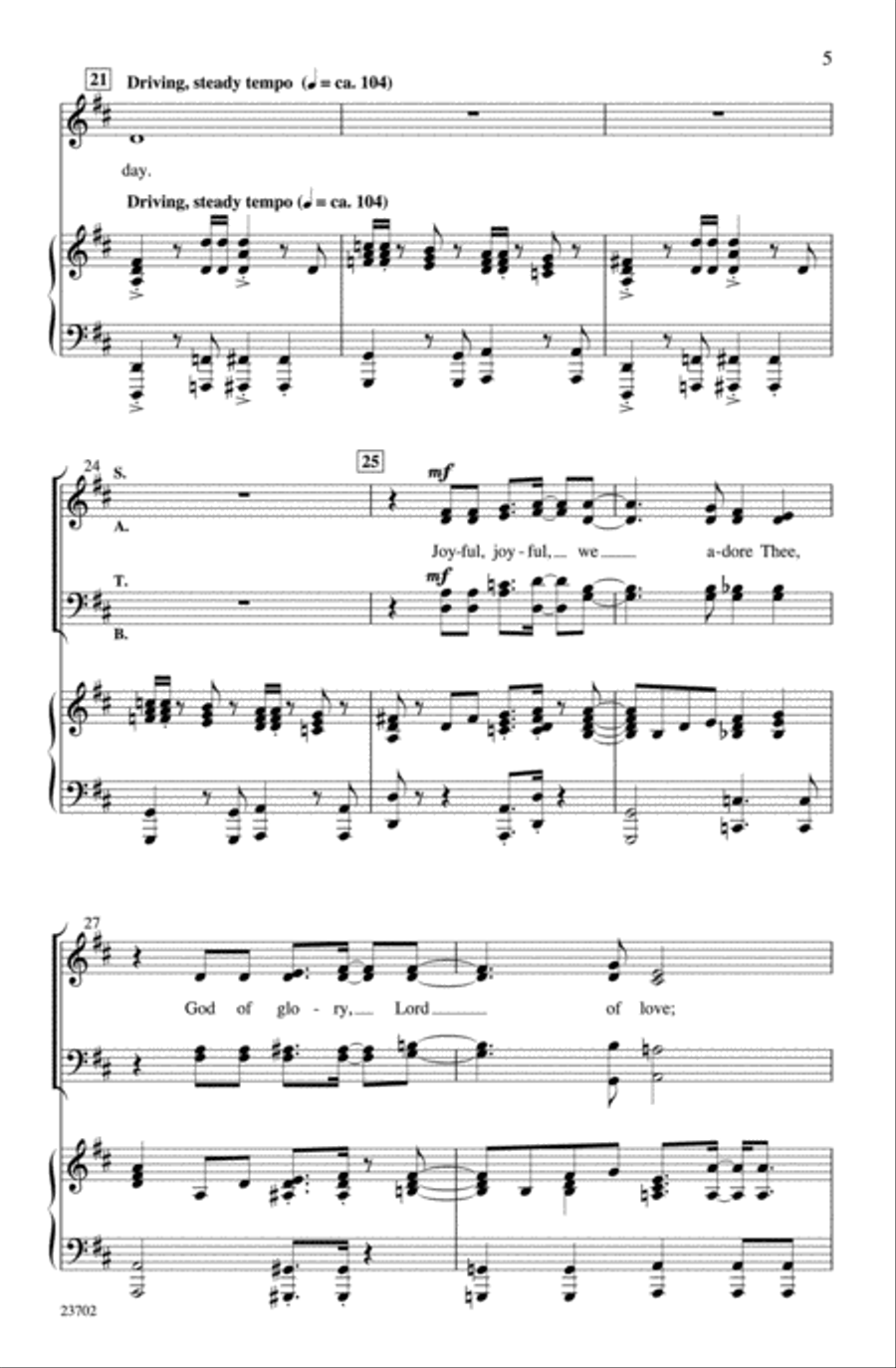 Joyful, Joyful, We Adore Thee 4-Part scores gallery preview page 5