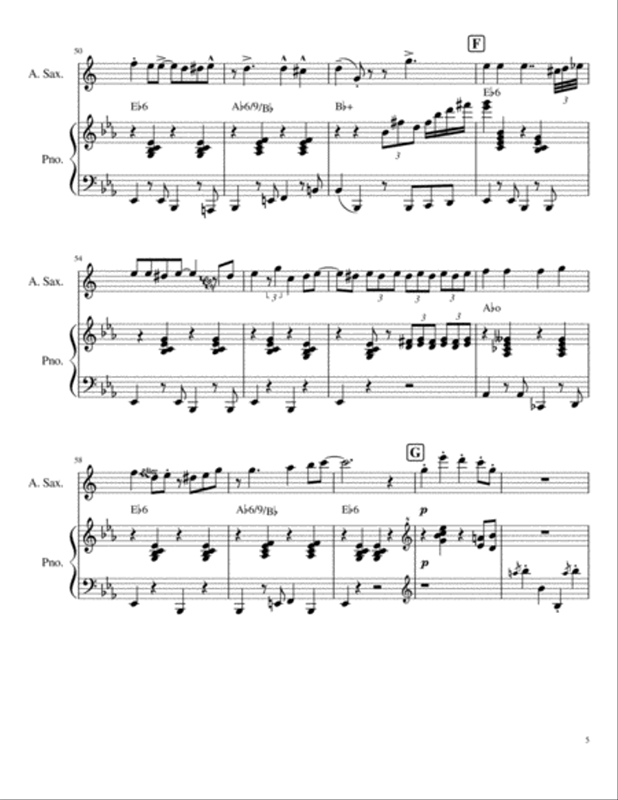 Jazzy Jingle Bells for Eb Saxophone and Piano Woodwind Duet scores gallery preview page 6