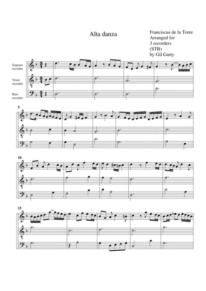 Alta danza (arrangement for 3 recorders)