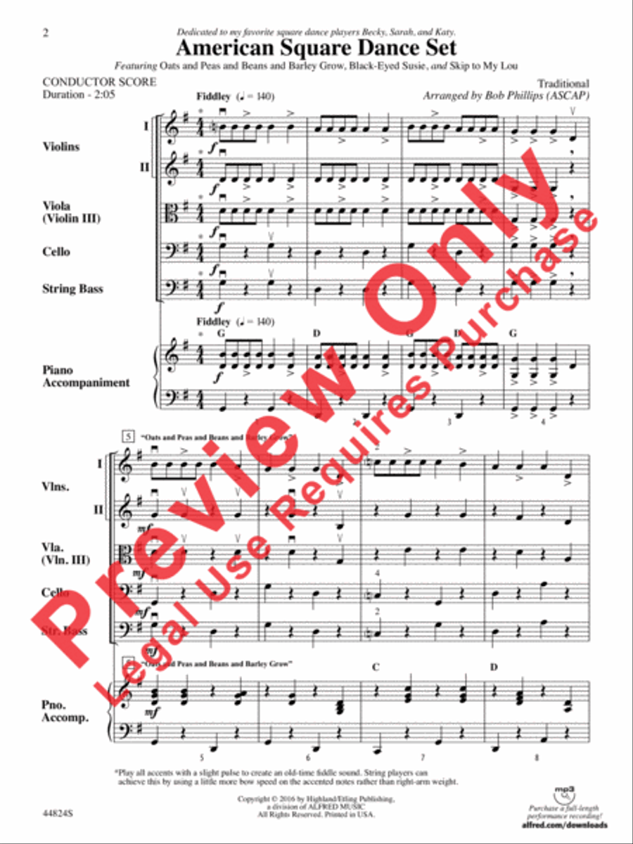 American Square Dance Set String Orchestra scores gallery preview page 13
