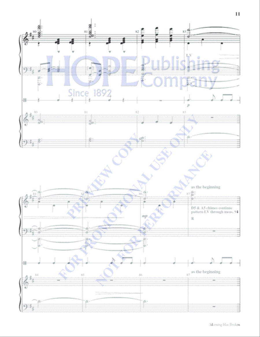 Morning Has Broken Morning Has Broken Handbell Choir scores gallery preview page 11