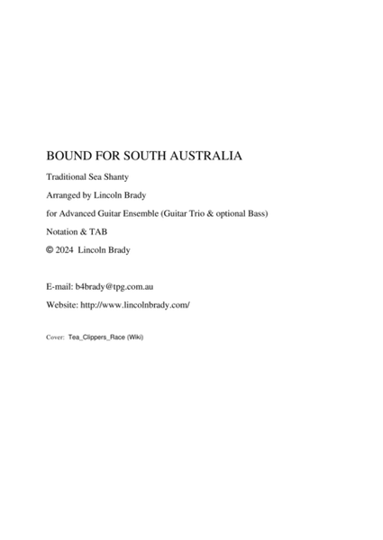 BOUND FOR SOUTH AUSTRALIA - Guitar Ensemble (Advanced) with TAB image number null