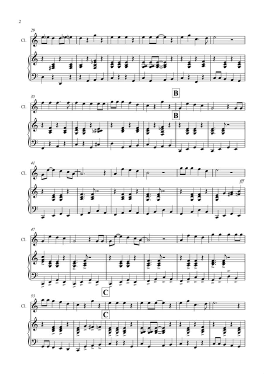 Jingle Bells (Jazzy Style!) for Clarinet and Piano Clarinet Solo scores gallery preview page 2