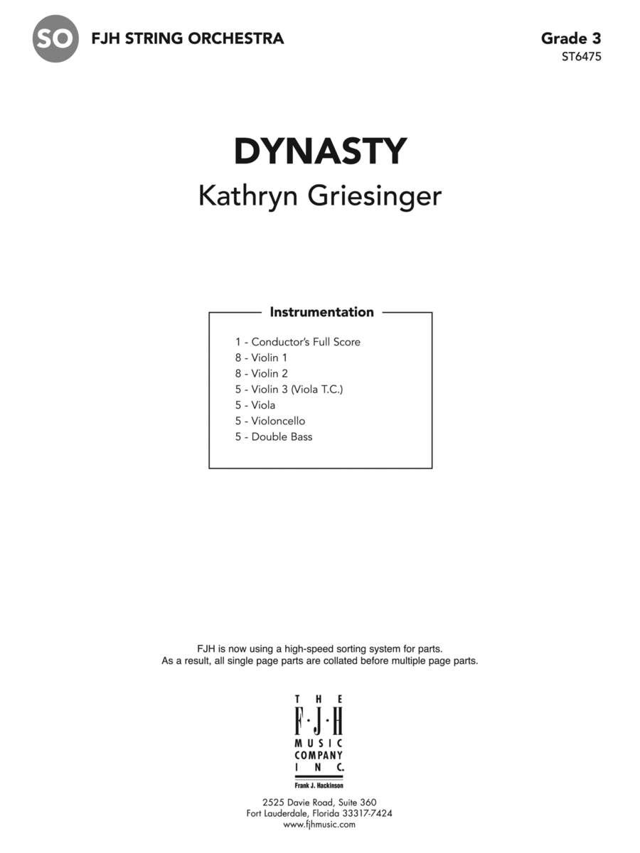 Dynasty: Score String Orchestra scores gallery preview page 1