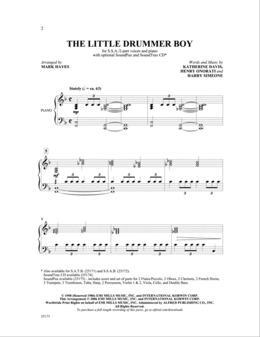 The Little Drummer Boy SSA scores gallery preview page 2