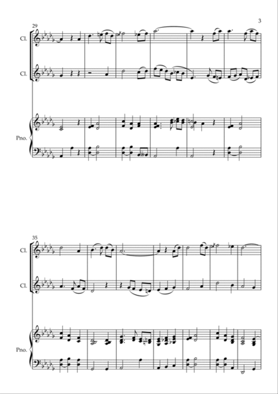 The Amazing Grace Blues, for Clarinet Duet and Piano Clarinet Duet scores gallery preview page 3