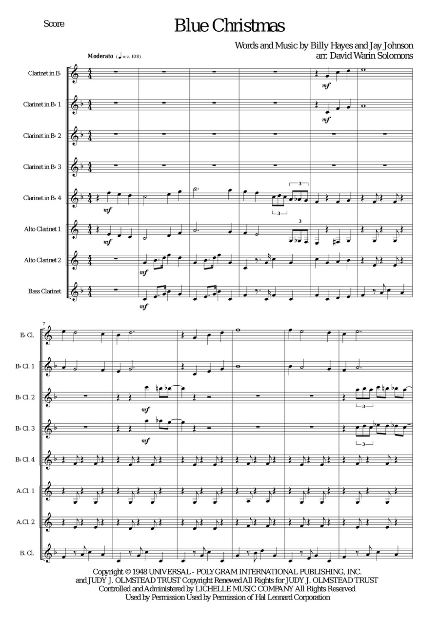 Blue Christmas Woodwind Quartet scores gallery preview page 1