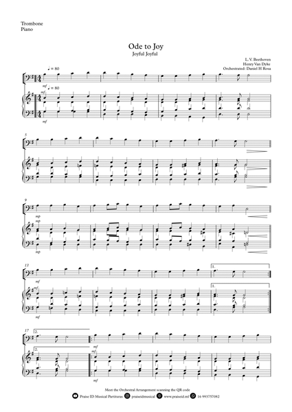 Ode to Joy - Joyful Joyful - Easy Trombone and Piano image number null