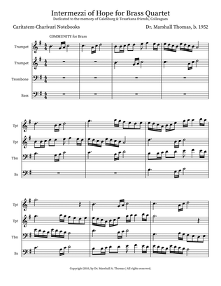 Intermezzi of Hope for Brass Quartet
