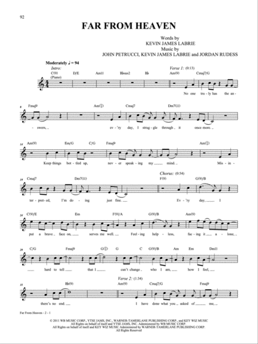 Far From Heaven Guitar Tablature scores gallery preview page 1