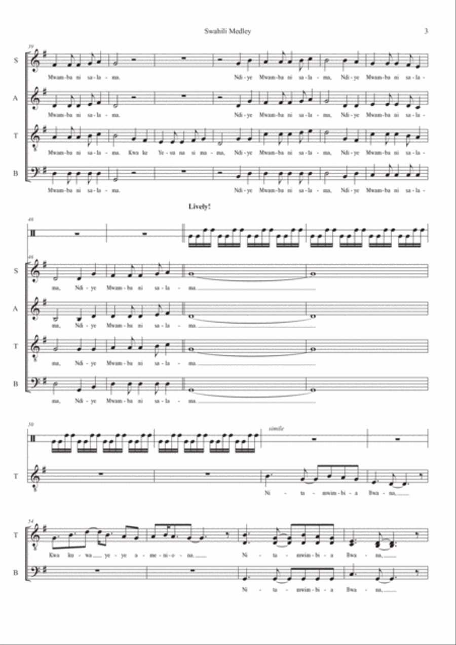 Cha Kutumaini Sina - Swahili Medley 4-Part scores gallery preview page 3