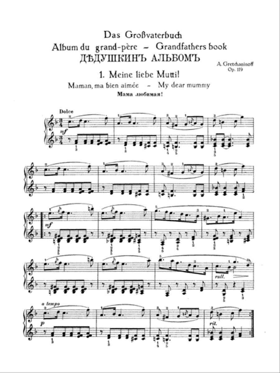 Gretchaninoff: Grandfather's Book, Op. 119 Piano Solo scores gallery preview page 1
