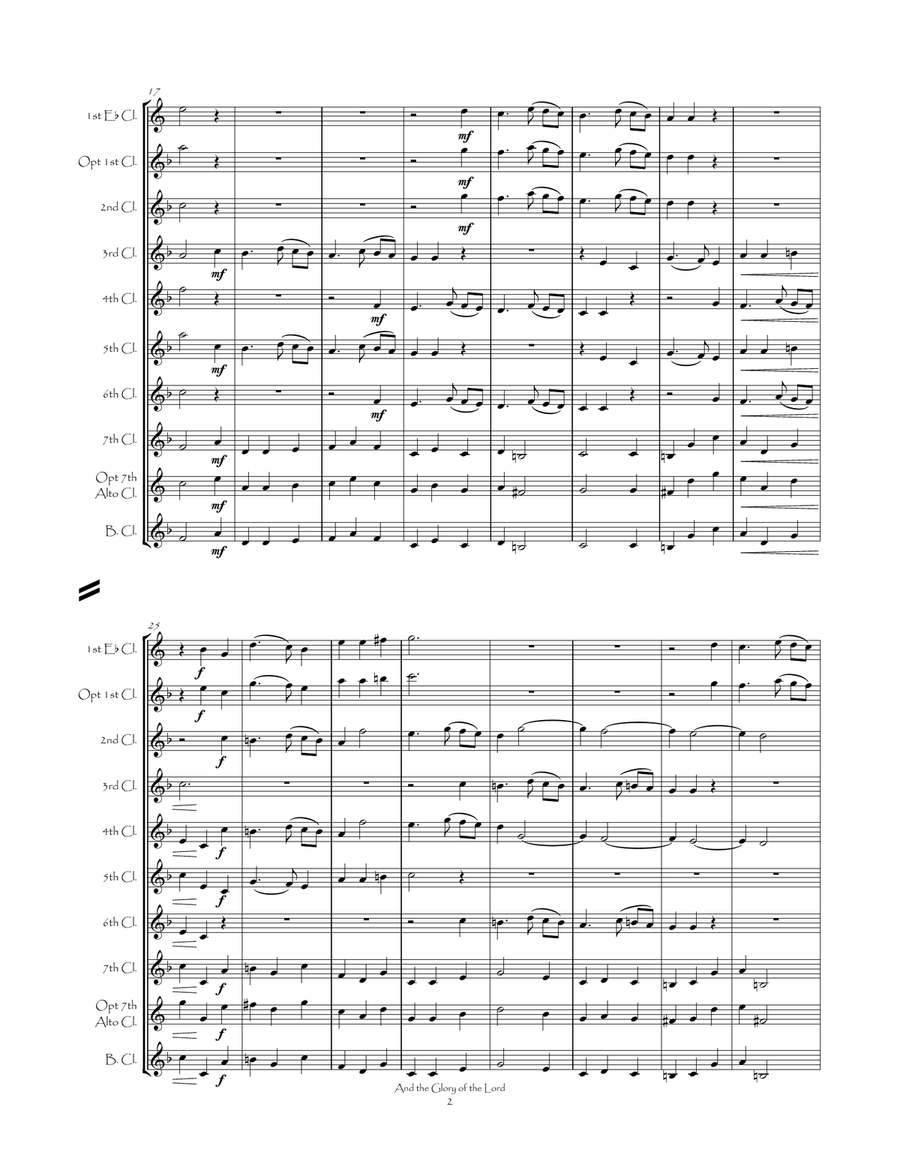 And the Glory of the Lord from The Messiah for Clarinet Choir Clarinet Choir scores gallery preview page 3