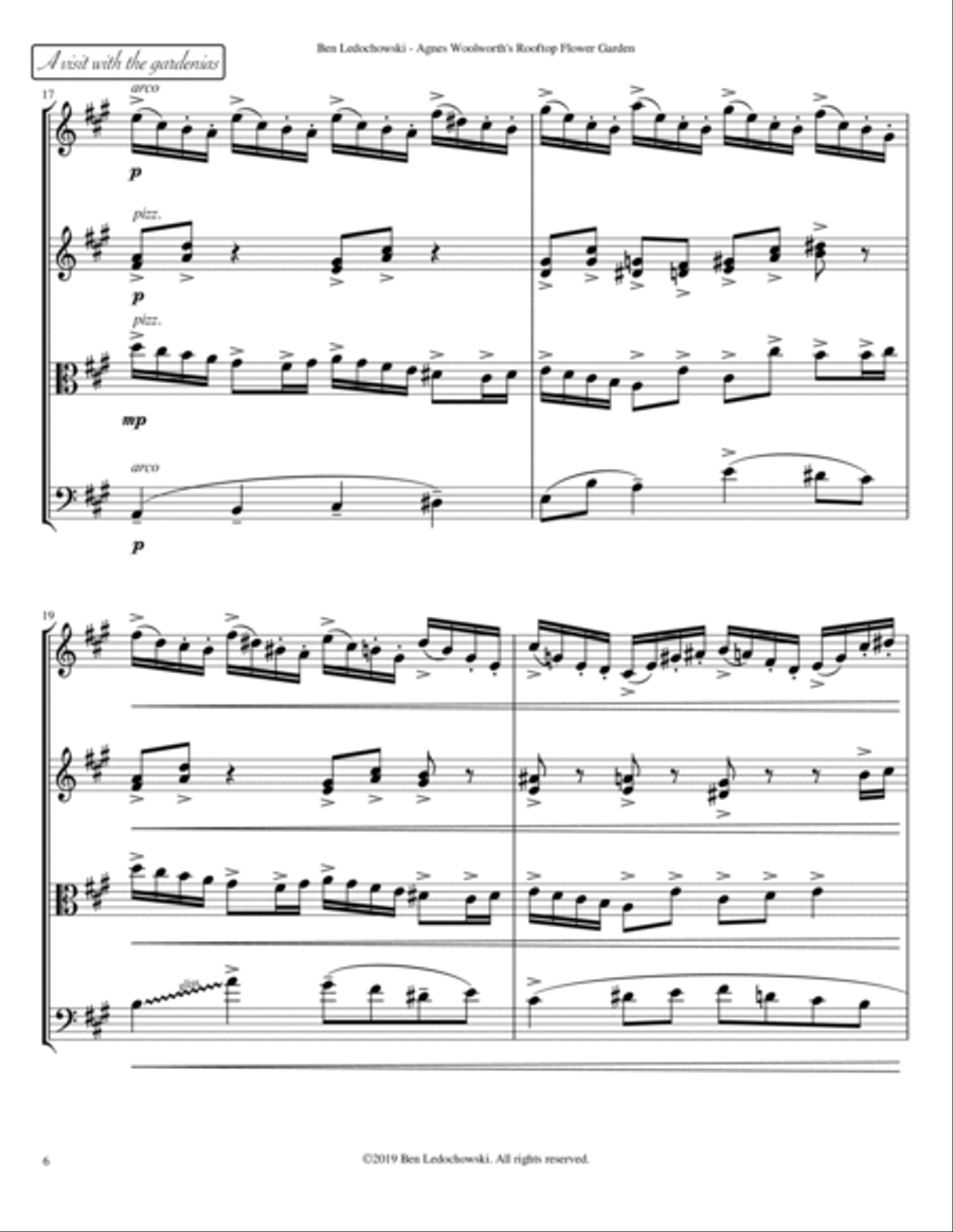 Agnes Woolworth's Rooftop Flower Garden String Quartet scores gallery preview page 6