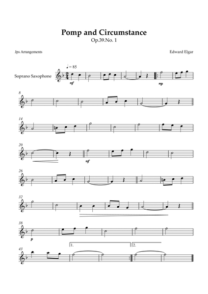 Pomp and Circumstance for Soprano sax image number null