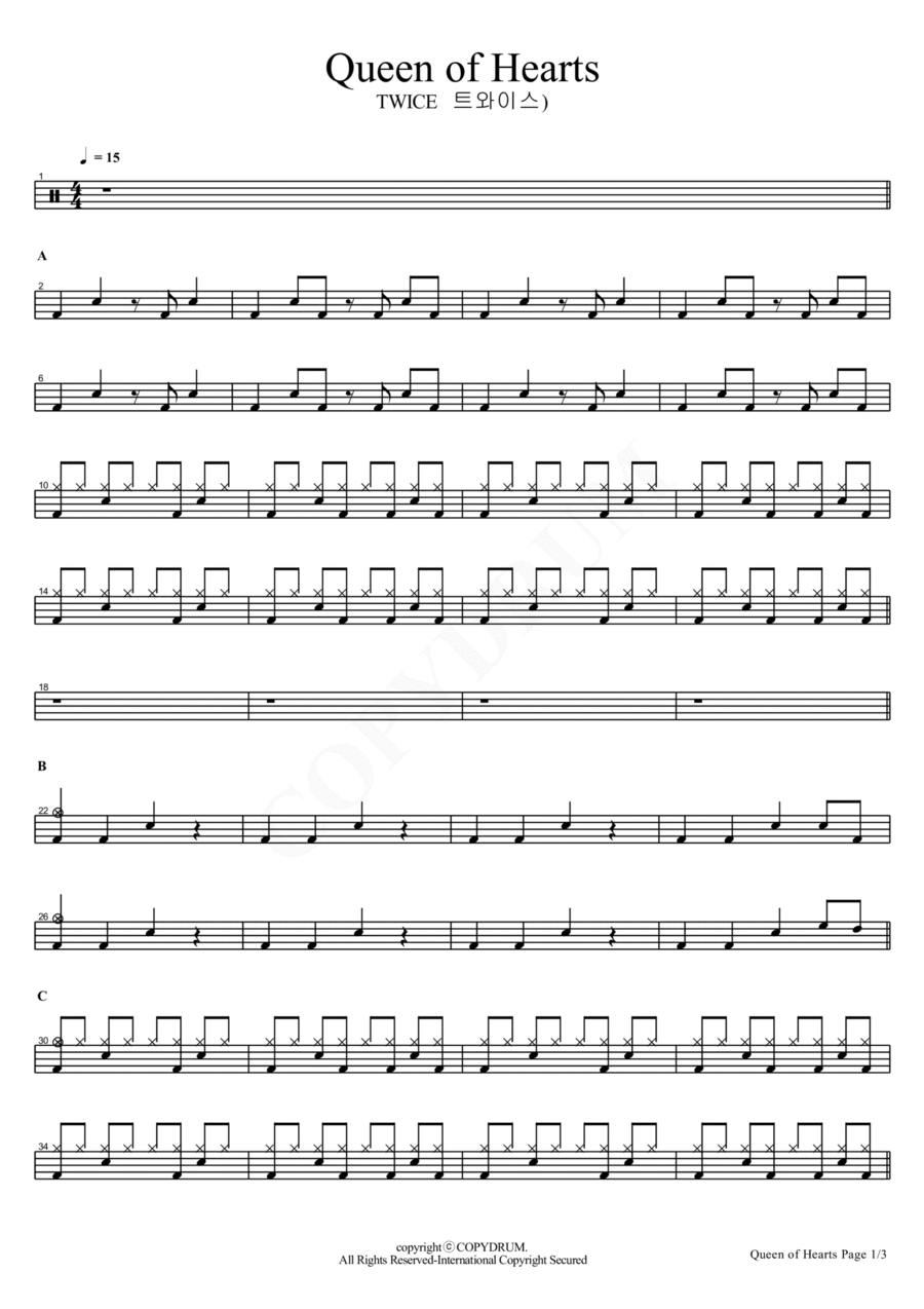 Queen Of Hearts Queen Of Hearts Drum Set scores gallery preview page 1