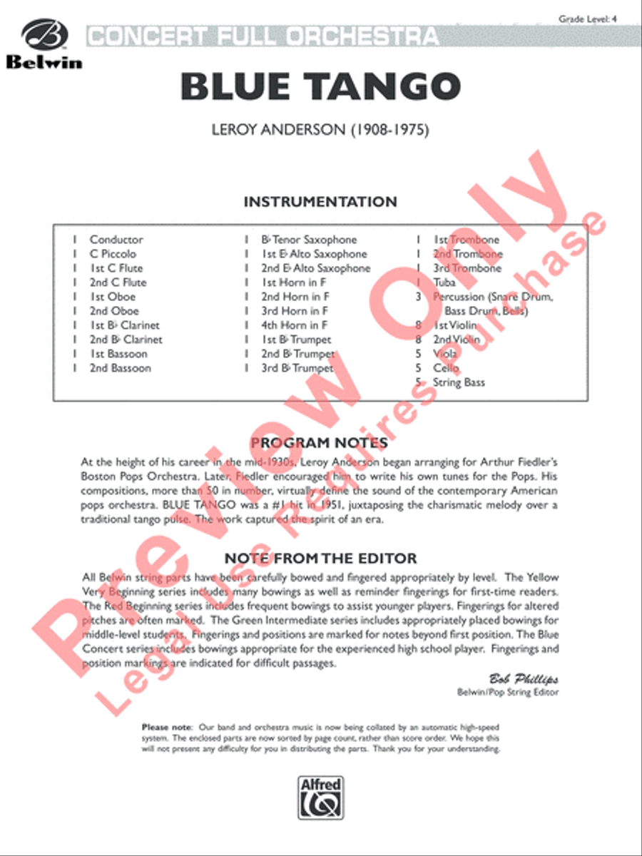 Blue Tango Full Orchestra scores gallery preview page 2