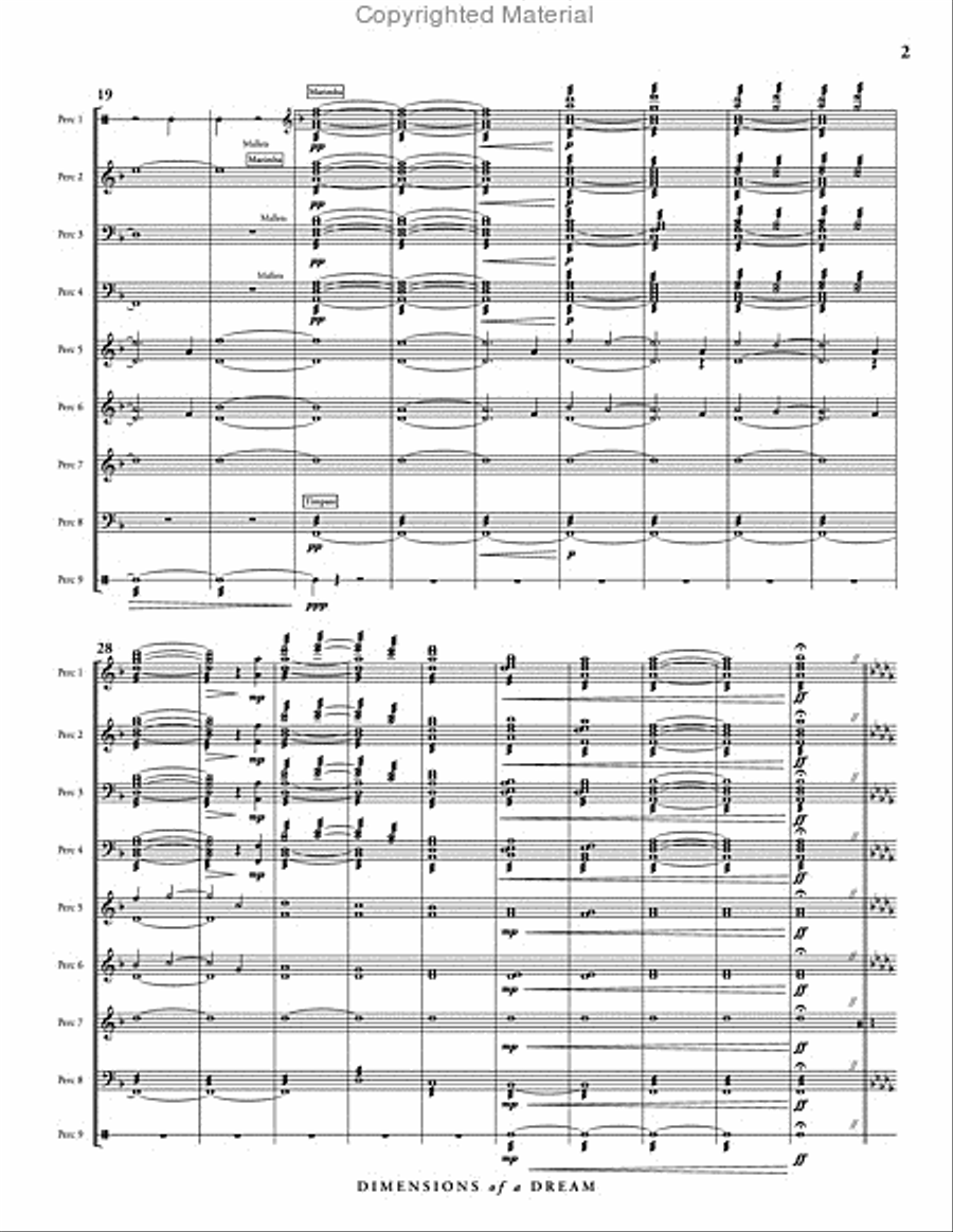 Dimensions of a Dream Percussion Ensemble scores gallery preview page 3