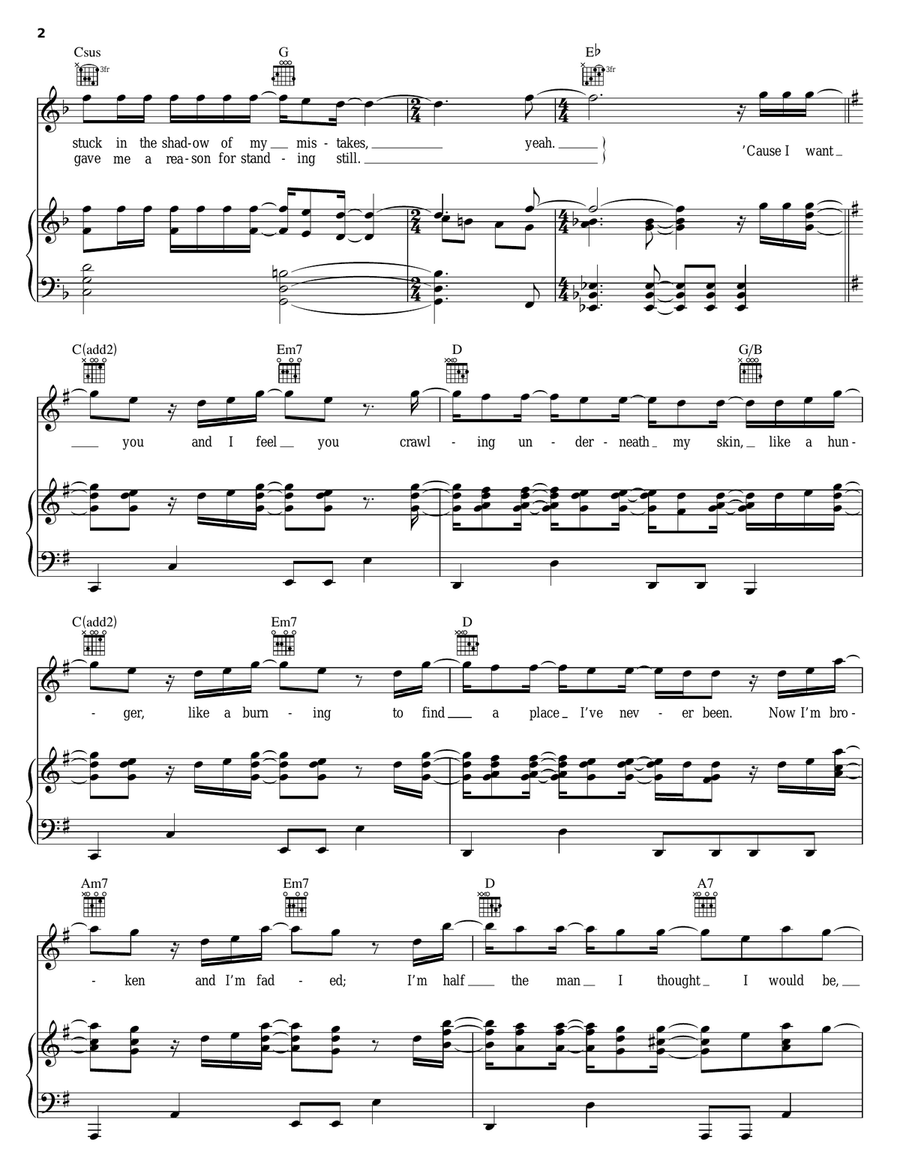 What's Left Of Me Piano, Vocal, Guitar scores gallery preview page 2