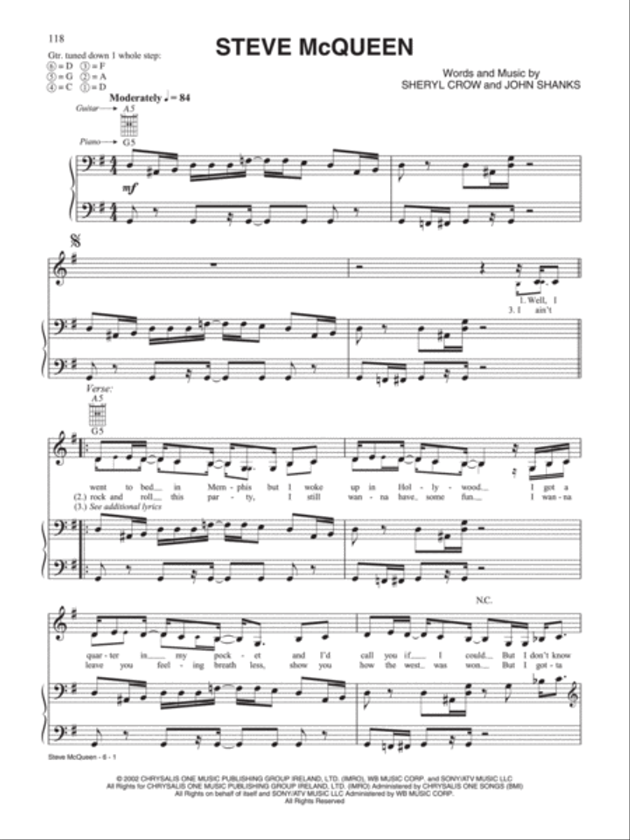 Steve McQueen Piano, Vocal, Guitar scores gallery preview page 1