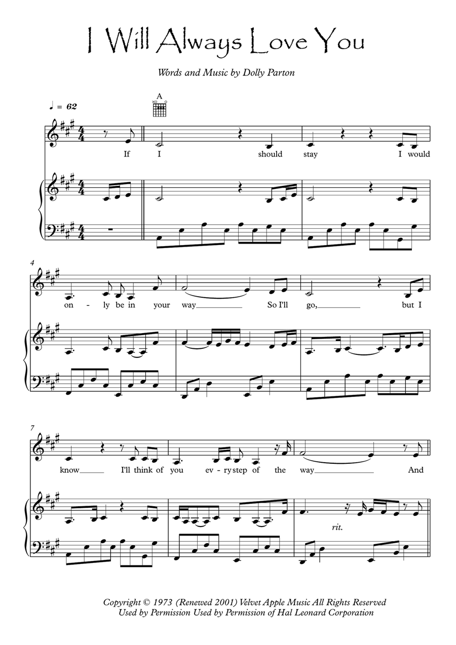I Will Always Love You Voice scores gallery preview page 1