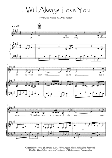 I Will Always Love You by Whitney Houston Voice - Digital Sheet Music