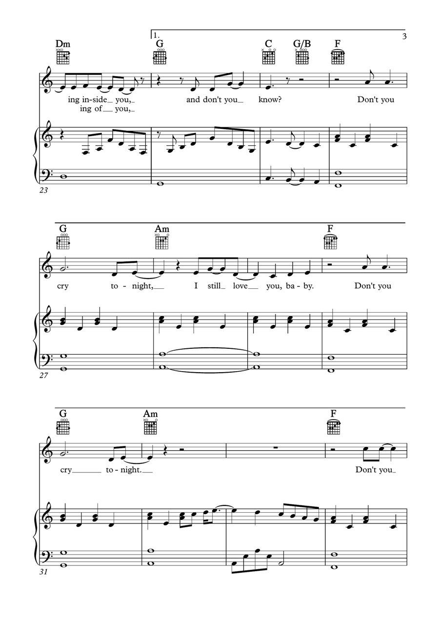 Don't Cry Piano, Vocal scores gallery preview page 3