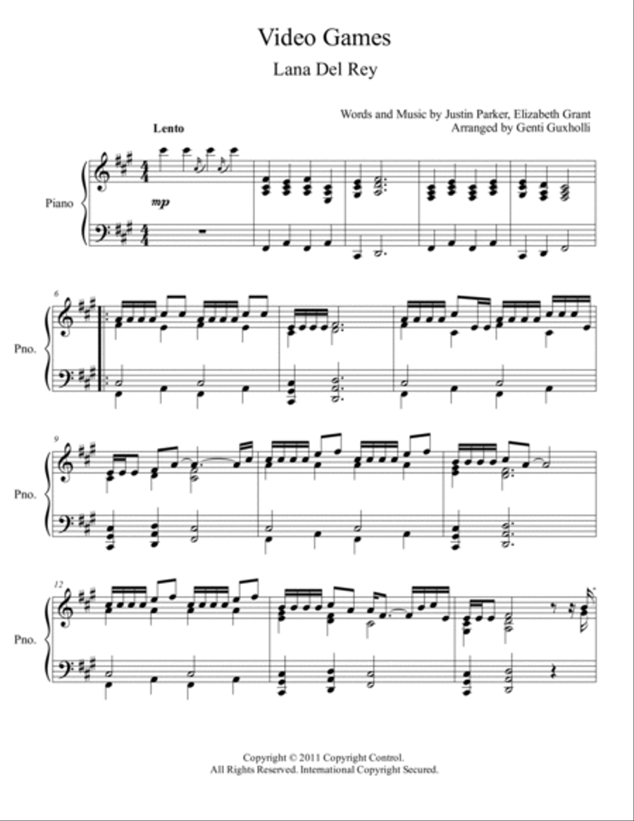 Video Games Piano Solo scores gallery preview page 2