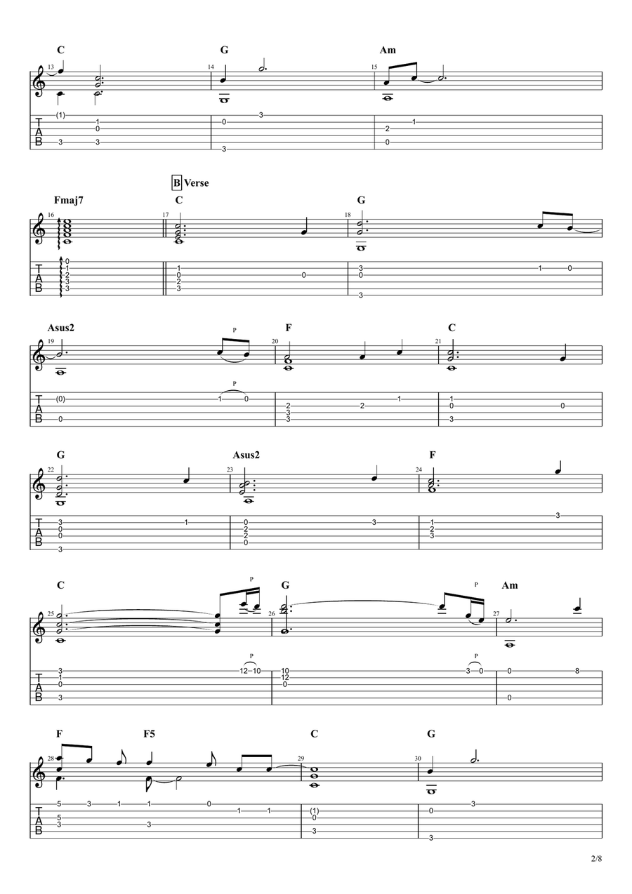 Hide And Seek Guitar Tablature scores gallery preview page 2