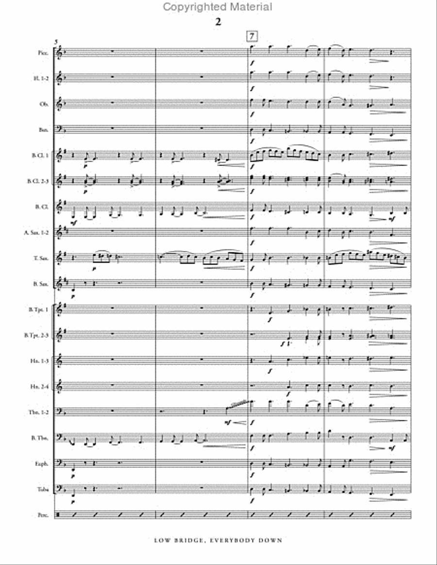 Low Bridge, Everybody Down Concert Band scores gallery preview page 3