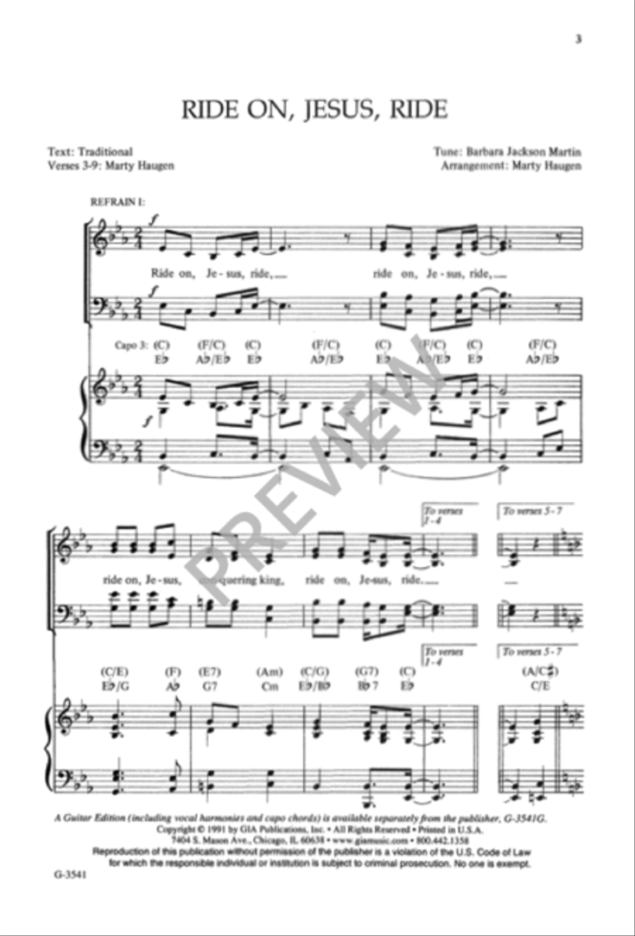 Ride On, Jesus, Ride 4-Part scores gallery preview page 4