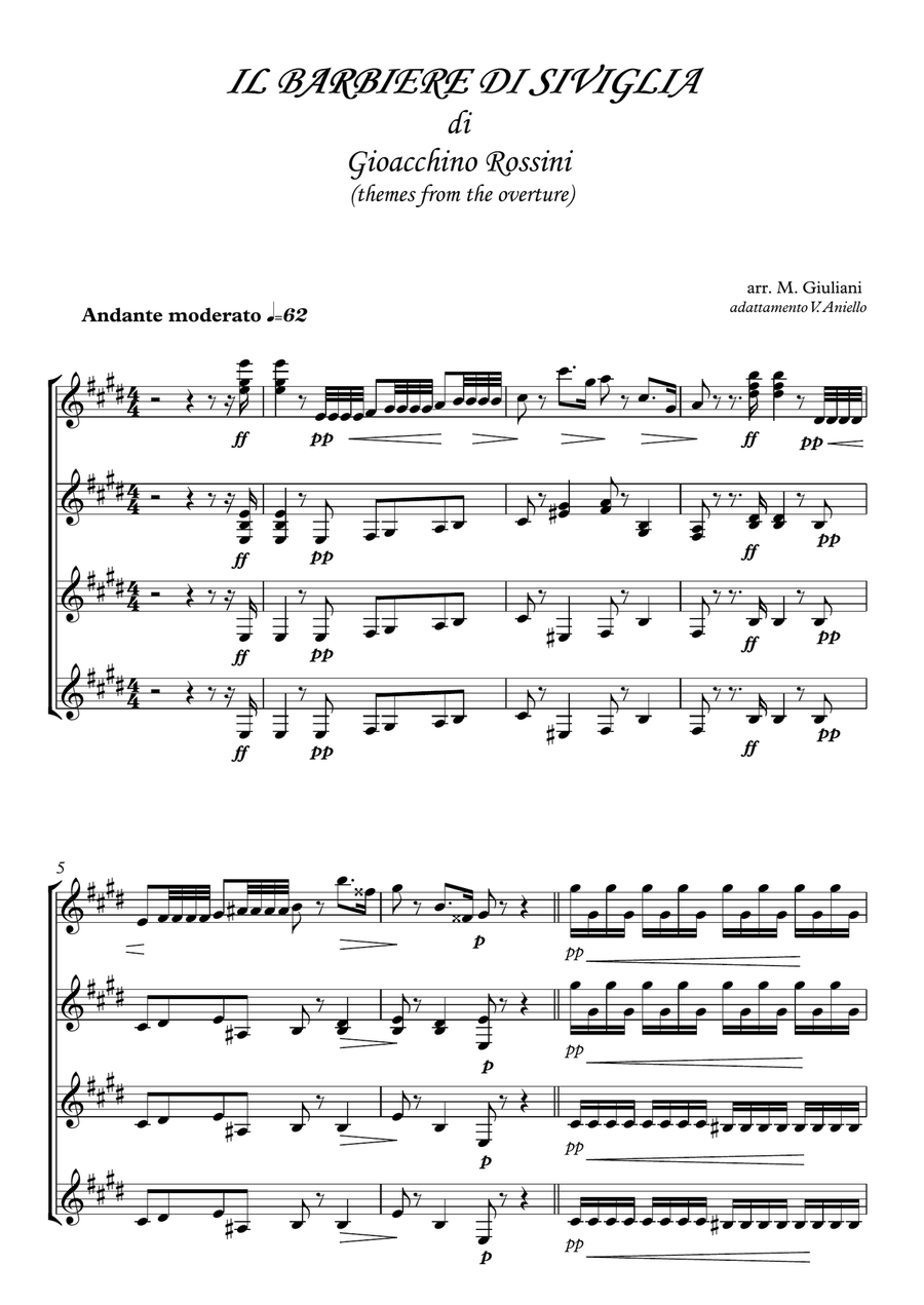 Barbiere Di Siviglia - Score Only Guitar Ensemble scores gallery preview page 1