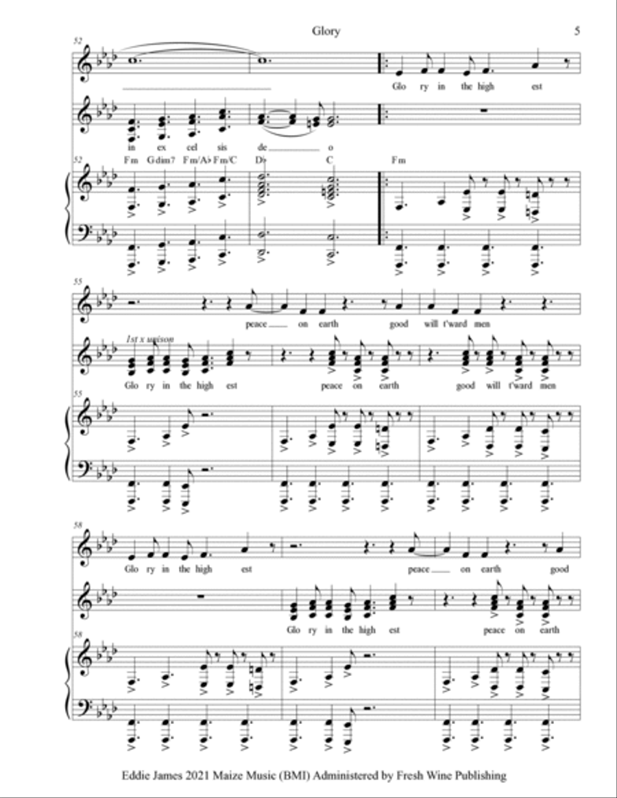 Glory Piano Solo scores gallery preview page 5